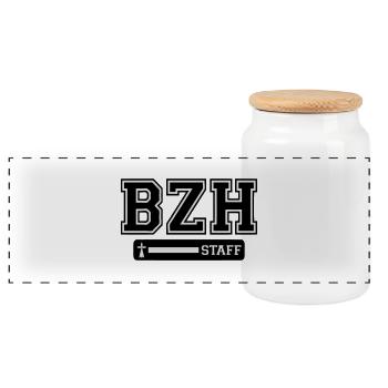 breizh staff logo - Panoramic Cookie Jar with Wooden Lid - white - Front