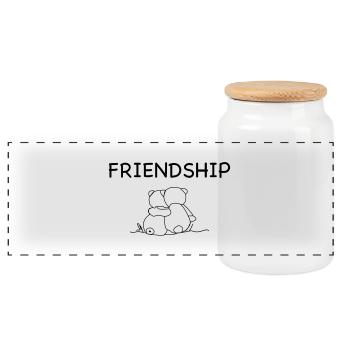 Friendship - Freundschaft - Panorama Keksdose mit Holzdeckel - Weiß - Vorne