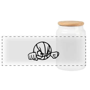 bad_basketball - Panorama Keksdose mit Holzdeckel - Weiß - Vorne