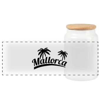 mallorca_f1 - Panorama Keksdose mit Holzdeckel - Weiß - Vorne