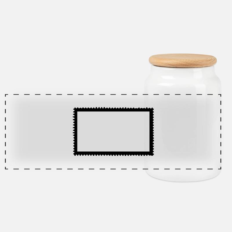Timbre-poste - Boîte à biscuits avec couvercle en bois - blanc