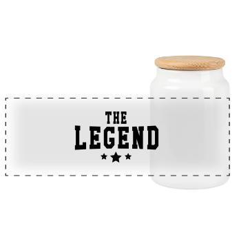 The Legend - Panoramic Cookie Jar with Wooden Lid - white - Front