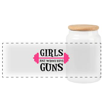 Guns - Panoramic Cookie Jar with Wooden Lid - white - Front