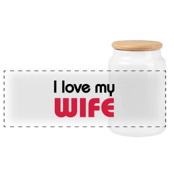 I love my wife - Panorama Keksdose mit Holzdeckel - Weiß - Vorne
