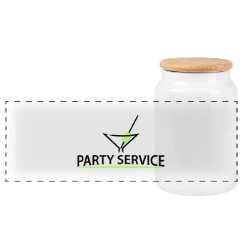party service (d, 2c) - Panoramic Cookie Jar with Wooden Lid - white - Front
