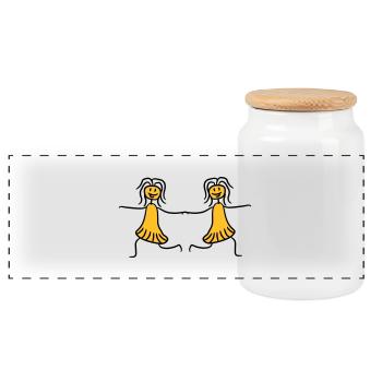 Girlfriends girls women friends dancing - Panoramic Cookie Jar with Wooden Lid - white - Front