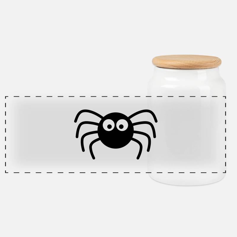 Spinne - Panorama Keksdose mit Holzdeckel - Weiß