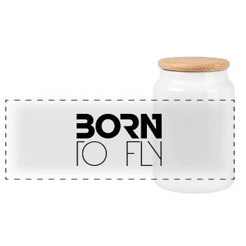 Né à voler Heli Logo Design - Boîte à biscuits avec couvercle en bois - blanc - Devant