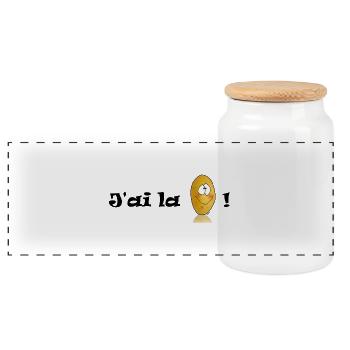 J'ai la patate ! - Boîte à biscuits avec couvercle en bois - blanc - Devant