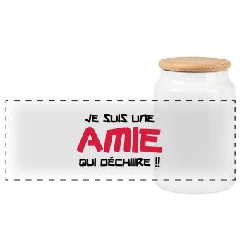 Je suis une amie qui déchiiire !! - Boîte à biscuits avec couvercle en bois - blanc - Devant