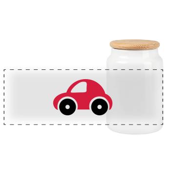 Petite voiture - Boîte à biscuits avec couvercle en bois - blanc - Devant