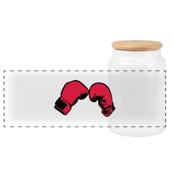 gant boxe boxeur 2503 - Boîte à biscuits avec couvercle en bois - blanc - Devant