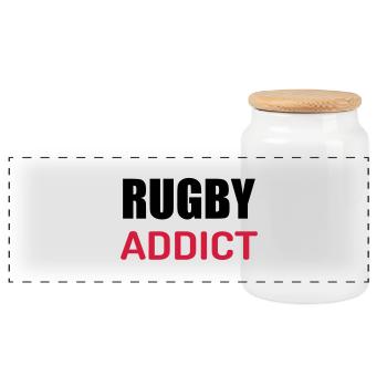 Rugby / Rugbyman / Sport / Fighter / Fight - Boîte à biscuits avec couvercle en bois - blanc - Devant