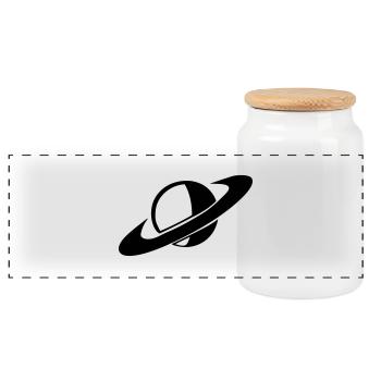 planet_01 - Panoramic Cookie Jar with Wooden Lid - white - Front