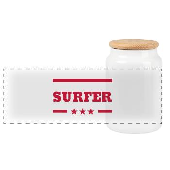 Surfen / Surfer / Surf / Surfing / Strand - Panorama Keksdose mit Holzdeckel - Weiß - Vorne