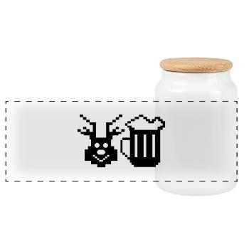 beer deer pixel - Panorama Keksdose mit Holzdeckel - Weiß - Vorne