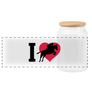 I love showjumping - Boîte à biscuits avec couvercle en bois - blanc - Devant
