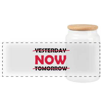 yesterday_now_tomorrow_1 - Panorama Keksdose mit Holzdeckel - Weiß - Vorne