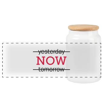 NOW - Panoramic Cookie Jar with Wooden Lid - white - Front