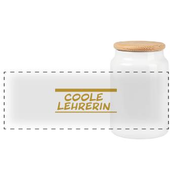 so sieht eine richtig coole Lehrerin aus white - Panorama Keksdose mit Holzdeckel - Weiß - Vorne