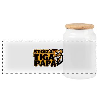 Stoizer Tiga Papa - Panorama Keksdose mit Holzdeckel - Weiß - Vorne