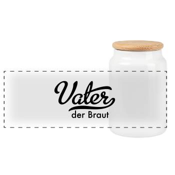 Vater der Braut - Panorama Keksdose mit Holzdeckel - Weiß - Vorne