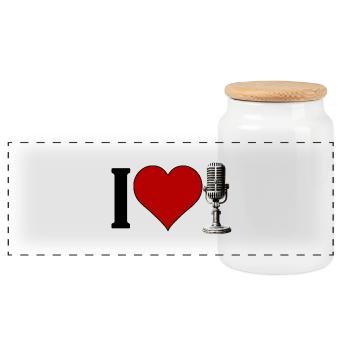 I ♥️ MUSIQUE | J’aime chanter - Boîte à biscuits avec couvercle en bois - blanc - Devant