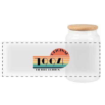 Vintage Original 1994 Jahrgang Geschenk 31. Retro - Panorama Keksdose mit Holzdeckel - Weiß - Vorne