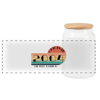 Vintage Original 2004 Jahrgang Geschenk 21. Retro - Panorama Keksdose mit Holzdeckel - Weiß - Vorne