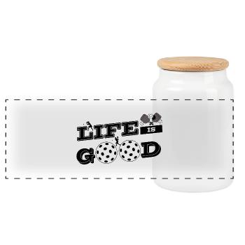 Pickleball Is Life Awesome For Pickleball Coach - Panoramic Cookie Jar with Wooden Lid - white - Front