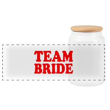 Équipe de la mariée - Boîte à biscuits avec couvercle en bois - blanc - Devant
