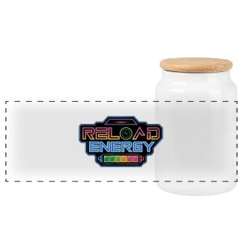 RELOAD ENERGY - Panoramic Cookie Jar with Wooden Lid - white - Front