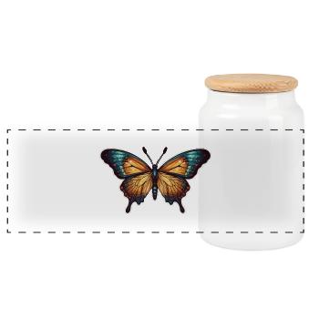 Papillon - Boîte à biscuits avec couvercle en bois - blanc - Devant