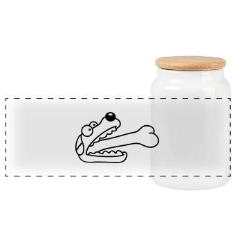 Chien Avide Affamé Gros Os Avalé - Boîte à biscuits avec couvercle en bois - blanc - Devant