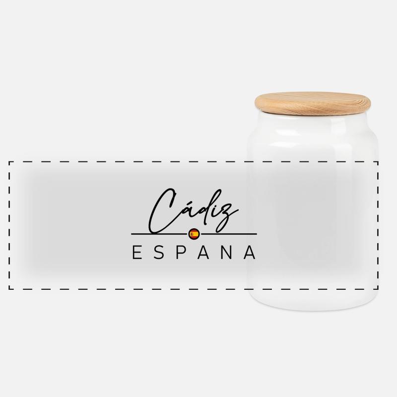 Spain - Cádiz - Cadiz - Spanien - Espana - Panorama Keksdose mit Holzdeckel - Weiß