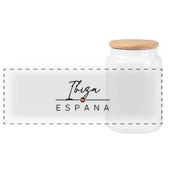Spain - Ibiza - Spanien - Espana - Panorama Keksdose mit Holzdeckel - Weiß - Vorne