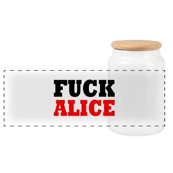 Fuck afd - fuck alice - Panorama Keksdose mit Holzdeckel - Weiß - Vorne