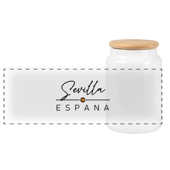 Spain - Sevilla - Spanien - Espana - Panorama Keksdose mit Holzdeckel - Weiß - Vorne
