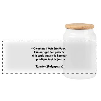 Citation de Roméo (Romeo's Quote) from Shakespeare - Boîte à biscuits avec couvercle en bois - blanc - Devant