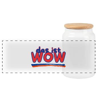 that's WOW - Panoramic Cookie Jar with Wooden Lid - white - Front