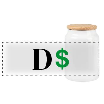 Lettre d dollar - Boîte à biscuits avec couvercle en bois - blanc - Devant