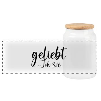bien-aimé - Boîte à biscuits avec couvercle en bois - blanc - Devant