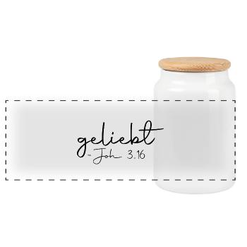 bien-aimé - Boîte à biscuits avec couvercle en bois - blanc - Devant