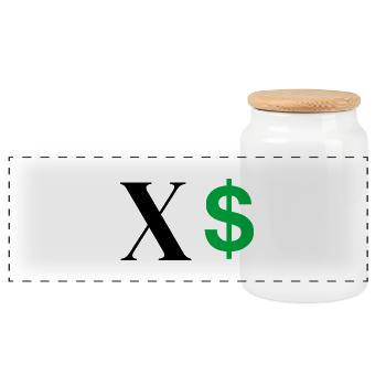 Lettre x dollar - Boîte à biscuits avec couvercle en bois - blanc - Devant