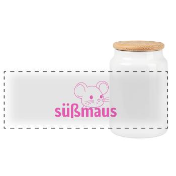 Süßmaus T Shirt mit süßer Maus - Panorama Keksdose mit Holzdeckel - Weiß - Vorne