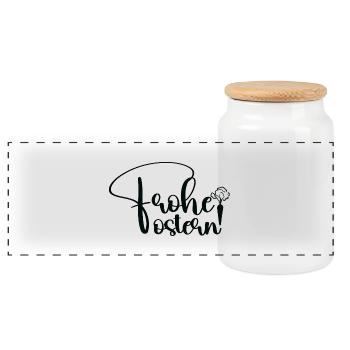 Frohe Ostern 🐰🌸 - Panorama Keksdose mit Holzdeckel - Weiß - Vorne