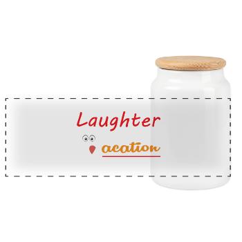 Lachen ist ein Kurzurlaub - Panorama Keksdose mit Holzdeckel - Weiß - Vorne