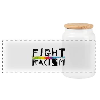 Lutter contre le racisme - Boîte à biscuits avec couvercle en bois - blanc - Devant