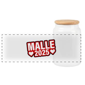 Malle 2025 Herzen - Panorama Keksdose mit Holzdeckel - Weiß - Vorne