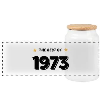 Best of 1973 - Panoramic Cookie Jar with Wooden Lid - white - Front
